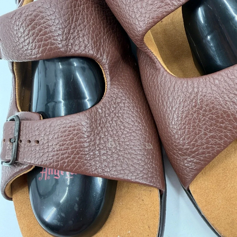 SAS Bravo Mens Brown Leather Slingback Sandals Triple Buckle 12 WW Extra Wide